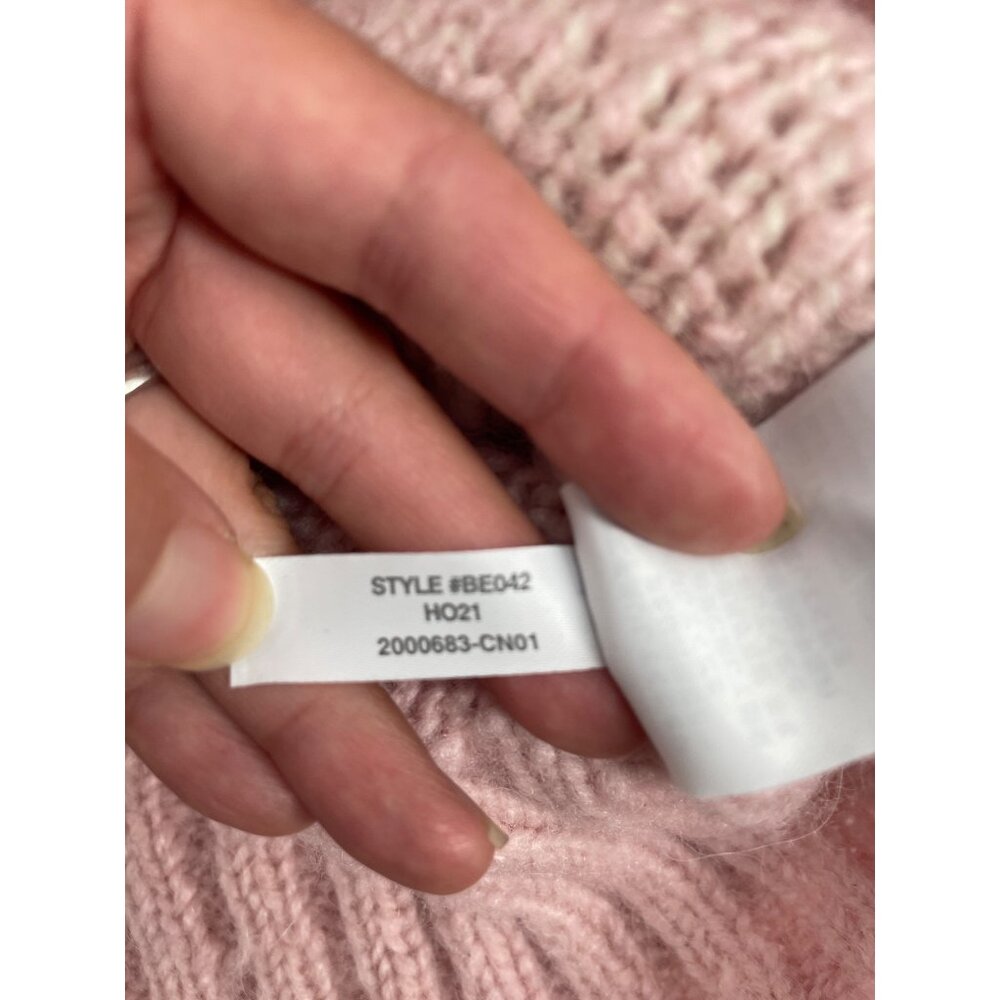J. Crew Womens Small Snowflake Turtleneck Sweater Pink White Wool Alpaca Cozy - Picture 6 of 8